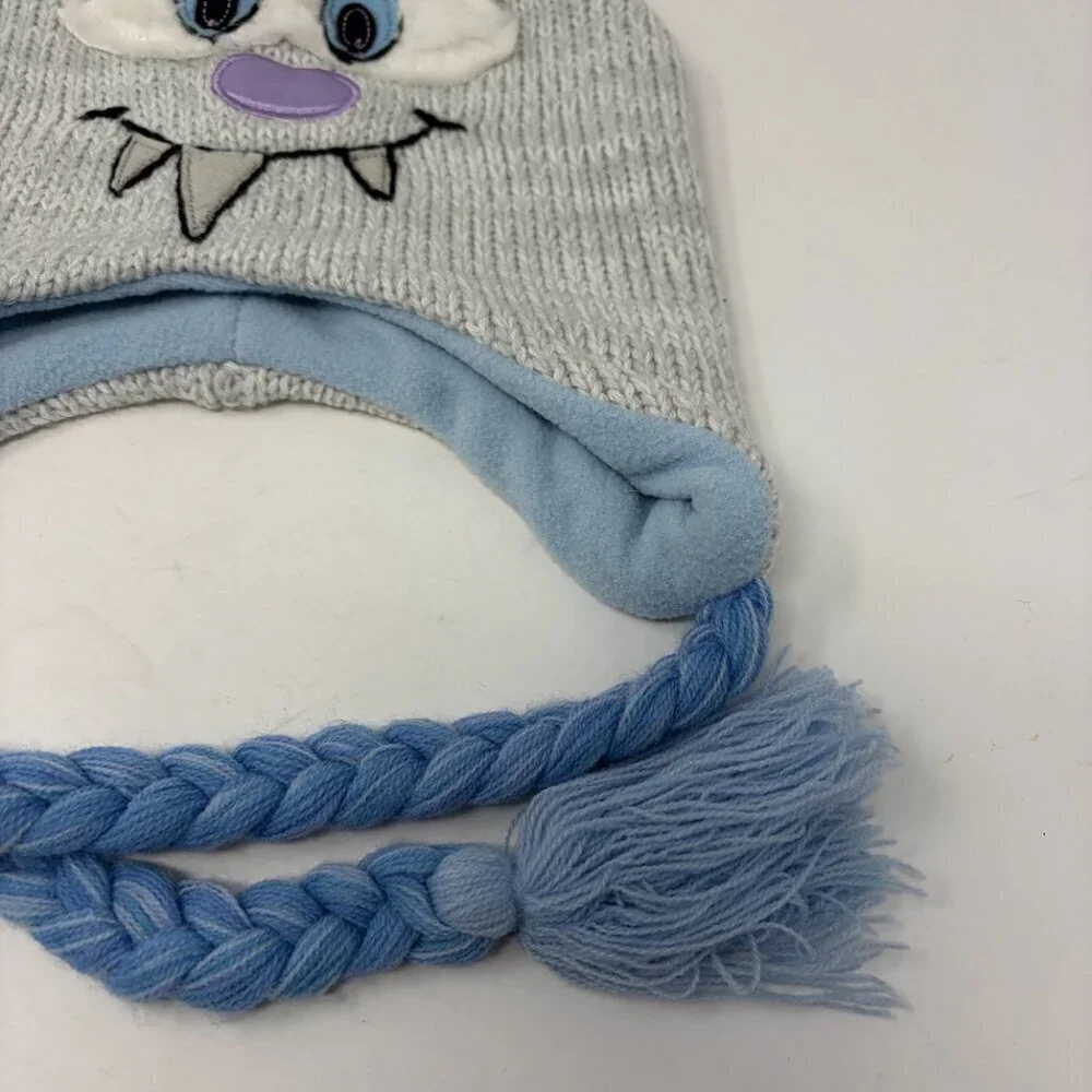 NWT Disney Parks kids Yeti knit beanie hat tassels blue grey